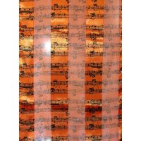 Notenlinien-Schal mit Satinstreifen orange/schwarz